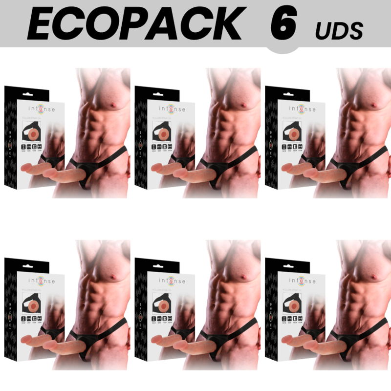 ECOPACK 6 UNIT - INTENSE IMBRACATURA CAVA CON DILDO 18 X 3,5 CM