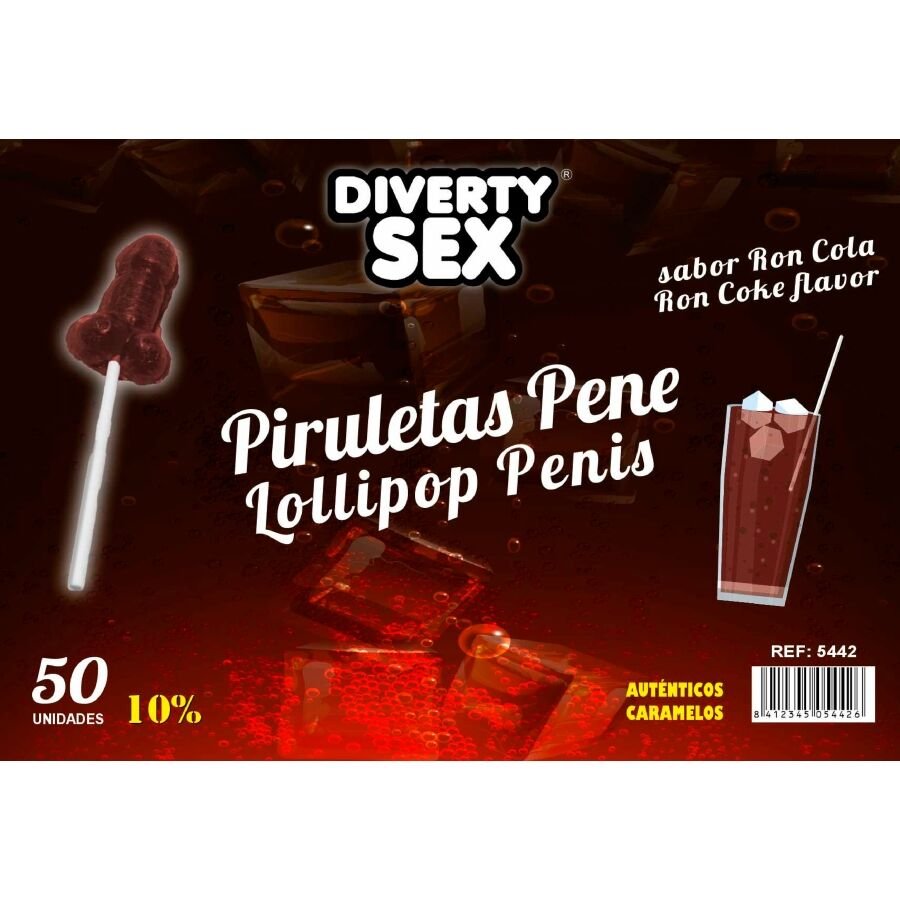 DIABLO GOLOSO - 50 LECCA LECCA AL PENE GUSTO RON COLA 10% ALCOOL
