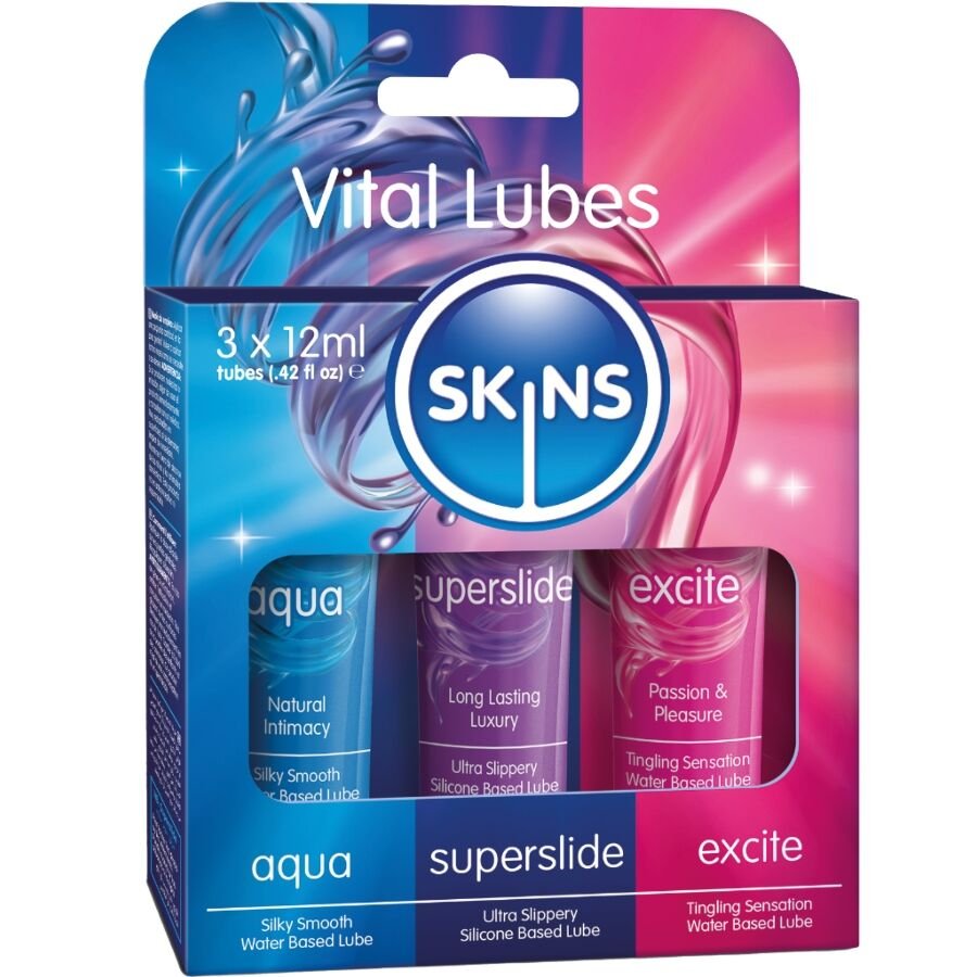 SKINS - KIT LUBRIFICANTI VITALI AQUA, SUPERSLIDE  EXCITE 3 x 12 ML