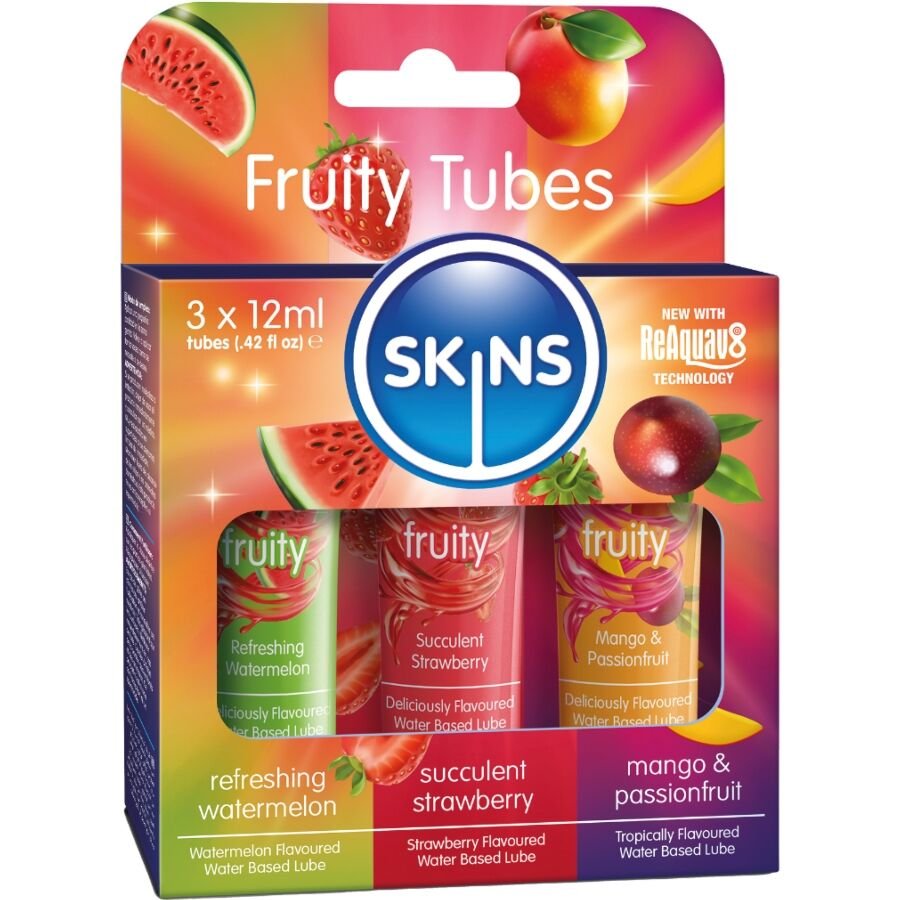 SKINS - KIT LUBRIFICANTI ALLA FRUTTA LUBRIFICANTI ALLANGURIA, ALLA FRAGOLA E AL MANGO 3 x 12 ML
