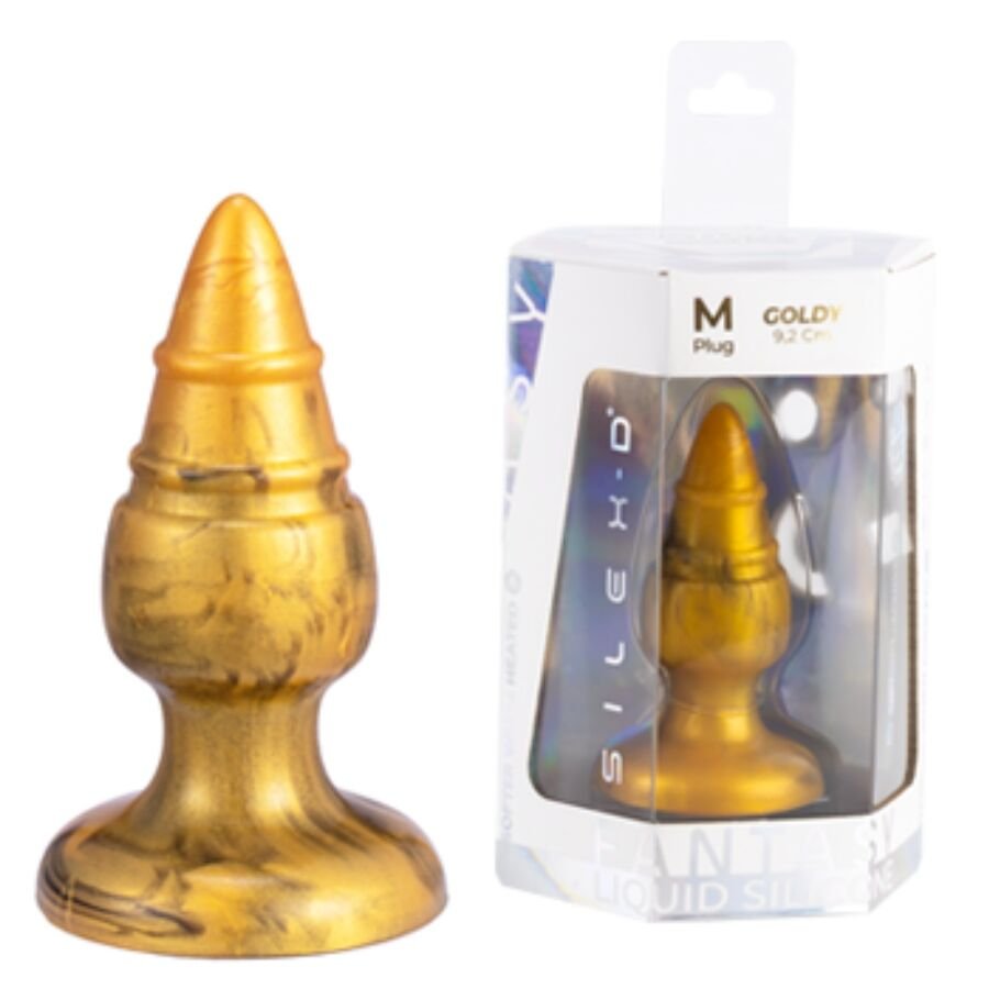 SILEXD - GOLDY ANAL PLUG FANTASY SILICONE LIQUIDO TERMOREATTIVO DORATO 9,2 CM