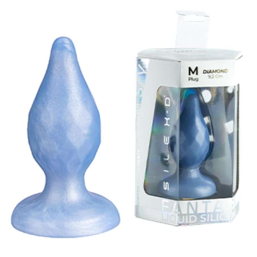 SILEXD - DIAMOND ANAL PLUG FANTASY SILICONE LIQUIDO TERMOREATTIVO BLU PERLA 9,2 CM